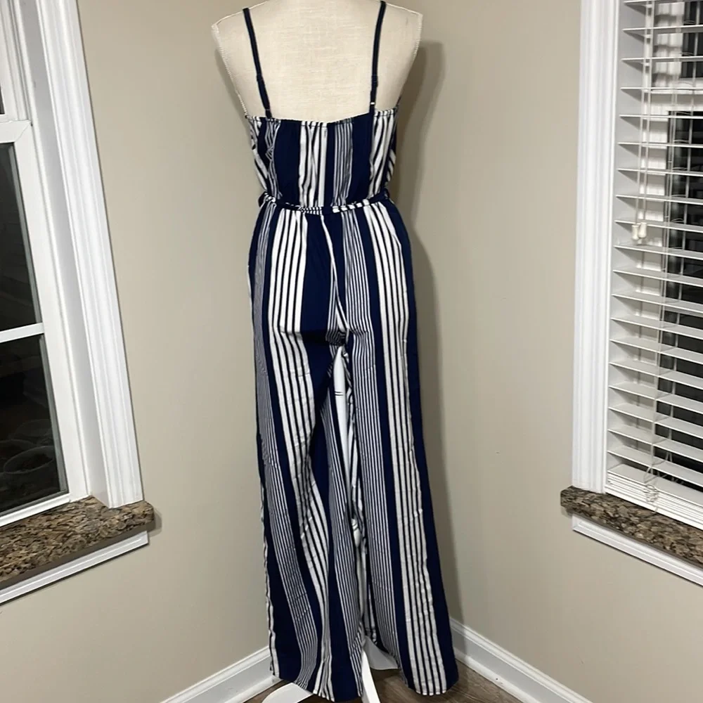 Blue and white striped jumpsuit - Picture 3 of 3